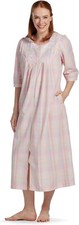 Miss Elaine Women's Long Seersucker Robe, Front Zipper, 3/4 Sleeves, Two Inserts