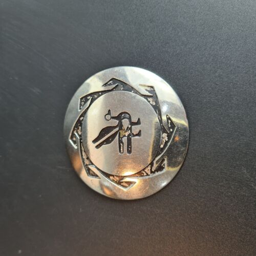 Vintage Hopi Overlay Sterling Silver Brooch Native American Style Tested as 925