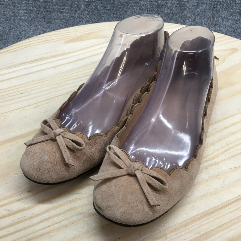 Banana Republic Zapatos Mujer 9 Ballet Pisos Marrón Sin Cordones Festoneado Punta Redonda Foto 3 de 4