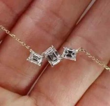 2.00Ct Simulated Diamond Emerald 14K Yellow Gold Plated Women's Beauty Necklace