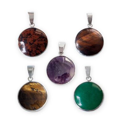 Ketten Anhänger 925 Silber Stein Amethyst Jade Tigerauge Obsidian Damenschmuck