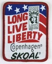 1986 Patriotic Flag Skoal Long Live Liberty Freedom Hat Jacket Patch 4" x 3" Vtg