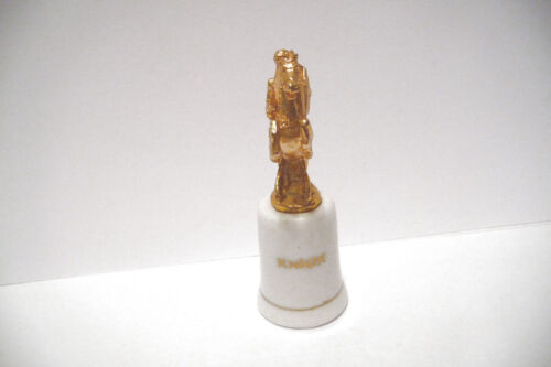 THIMBLE VINTAGE PORCELAIN ENESCO GOLD-PLATED TOPPER OF A "KNIGHT" - Afbeelding 1 van 5