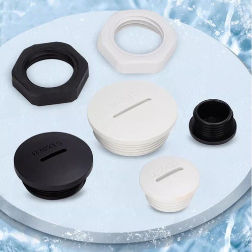 Male Blanking Cap Stop End Nylon Plug with Hex Nut Waterproof Seal M12 to M32 - Picture 3 of 8