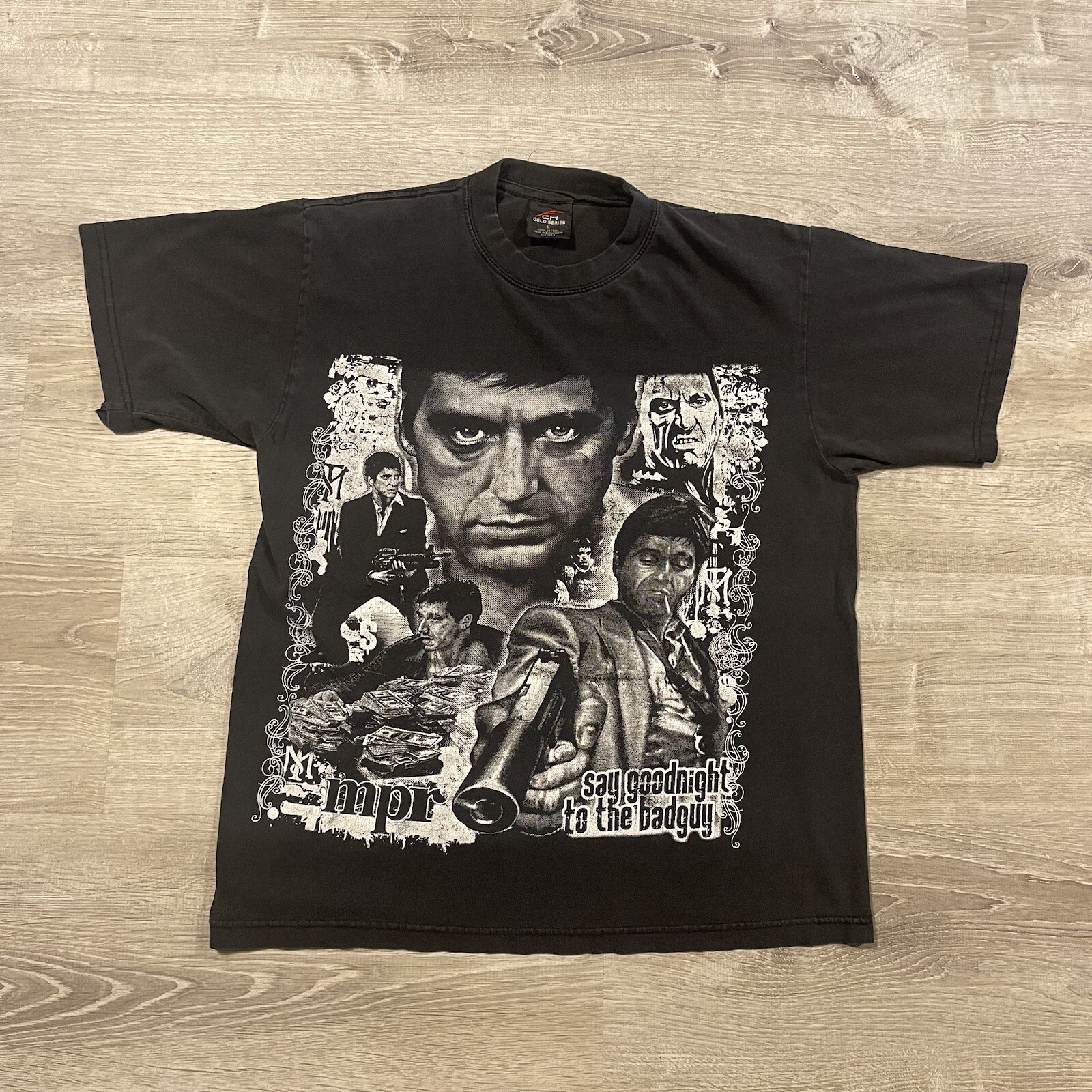 Scarface Tony Montana Say Goodnight Short Sleeve Tee Black Large
