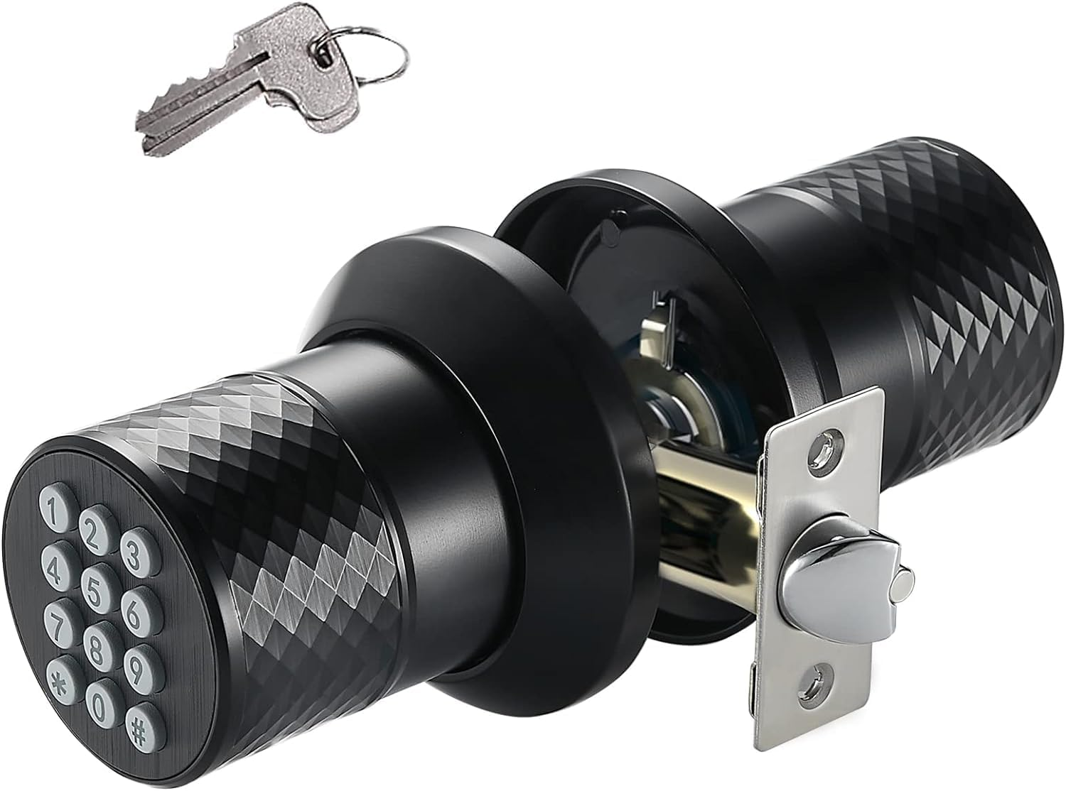 Keyless Entry Keypad Door Knob Lock with Anti-Slip Handle and Auto-Lock  