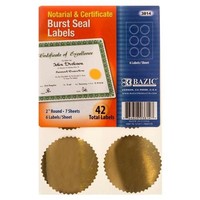 3 Pk, Bazic 2 Round Gold Notarial / Certificate Seal Label - 42 Total Labels Pe 3 Pk, Bazic 2 Round Gold Notarial / Certificate Seal Label - 42 Total Labels Pe