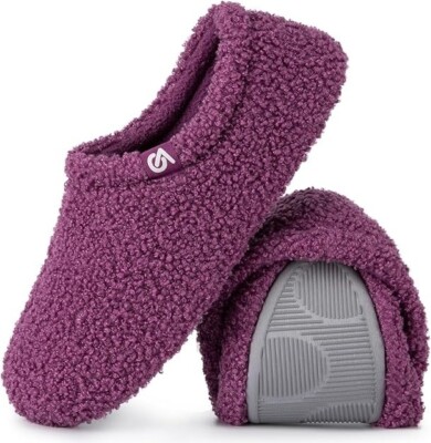 Damen flauschige Hausschuhe warm bequem Memory Foam rutschfest Hausschuhe 5/6 UK, kostenlos 