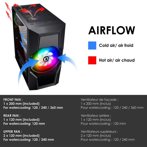 EMPIRE GAMING - Boitier PC Gamer Onyx - ARGB Moyenne Tour ATX mATX ITX - 4 Ve... - Zdjęcie 4 z 9
