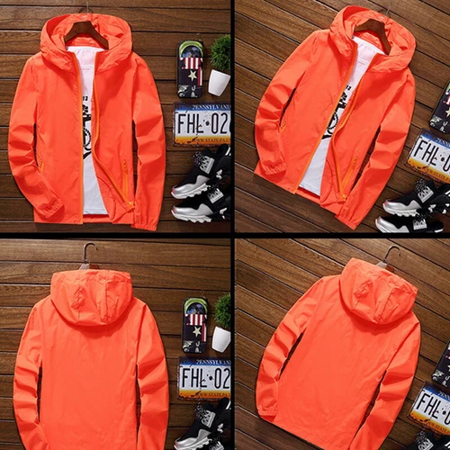 Herren Outwear Leichter Windbreaker Wasserdicht Regenjacke Kapuze Atmungsaktiv - Bild 6 von 25