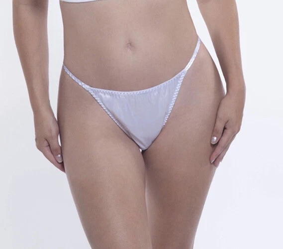 Satin String Bikini Panty White M/6