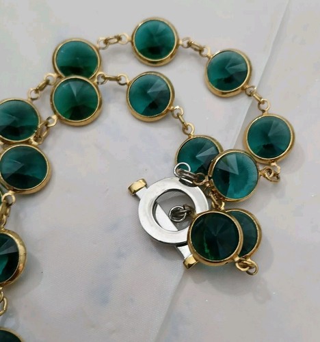 Gulten Dye Emerald Crystal Necklace Spring Summer Spruce Green - Picture 5 of 11