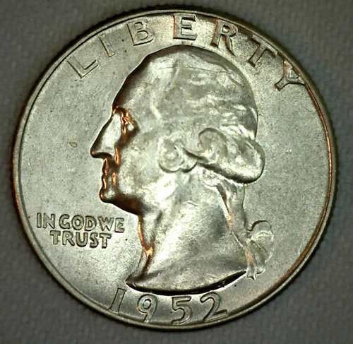 1952 US Washington Quarter Coin 25c Silver Brilliant Uncirculated