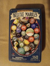NEW Deluxe Marbles 160 Marbles Shooters Kids Cardinal Brand Tin 2001