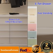 5 Tiers Floor Bathroom Storage Cabinet with Slide Out Drawers for Small Space