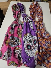 Womens Neck Ties / Scarfs. Pumkin, Skulls, Flowers. Tie It Or Leave Untied