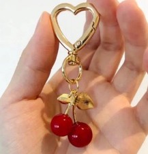 Gold Heart Cherry Key Chain/ Purse charm