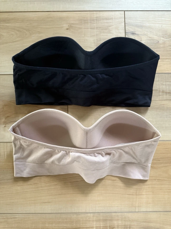 Conjunto de sujetador sin tirantes para mujer nude y negro talla grande Foto 2 de 4