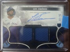 LEO JIMENEZ 2025 TOPPS TIER ONE ROOKIE DUAL PATCH AUTO BLUE 28/99 RPA RC