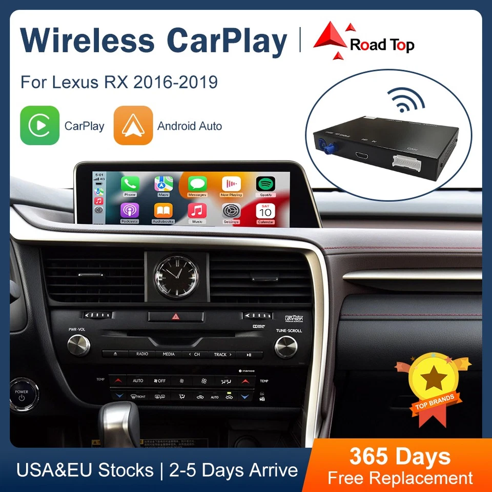 ROAD TOP Wireless CarPlay Android Auto Retrofit Interface Module For Lexus RX 2016-2019