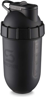 ShakeSphere Tumbler View Protein Shaker Bottle Matte Black/Black Window 700ml 24
