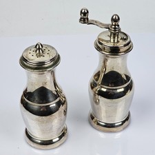 Set Macinapepe e Spargisale Vintage Metallo Argentato Made in Italy 16cm / 13cm