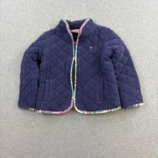 Lilly Pulitzer Jacket Girls 3T Blue Quilted Fleece Full Zip Palm Logo Pockets