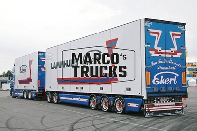 LKW Foto Deichsel Anhänger Schweden blau LAMMHULTS Ekeri Jan Fasth Åker #i9lu