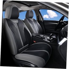 Car Seat Cover Front Seats Leather Full Coverage Car Seat FrontPair Gray Black