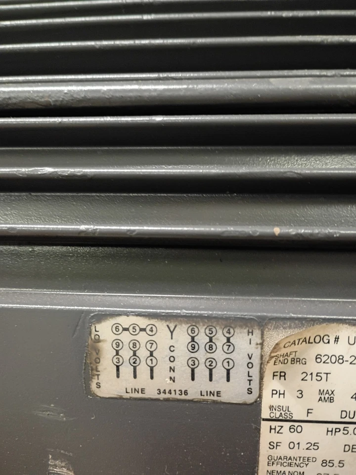 5HP Emerson Motor 3 Ph 1170 RPM Used Working When Taken Out Of Service - Image 4 of 4