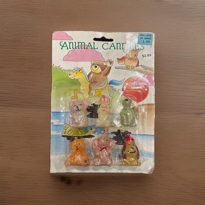 5 Miniature 1.5   Unused Animal Candles Cat Rabbit Bear Elephant Dog