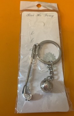 Keychain With Golf Ball & Golf Club Putter Unbranded without Tags NEW
