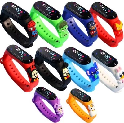 Modische Kinderuhr mit Mickey-Mouse Spiderman Touchscreen,LED-Licht, wasserdicht