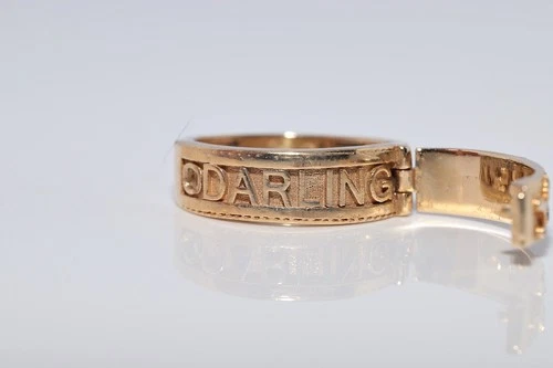 New Made 14k Gold Natural Diamond Decorated Darling Written Ring