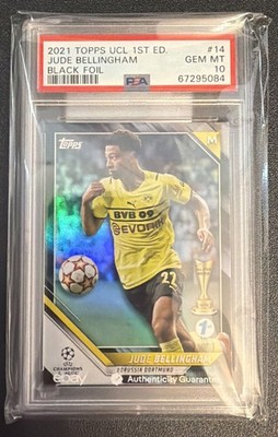 2021 Topps UEFA Champions 1st Edition Jude Bellingham Black Foil PSA 10    5/10