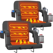 2 pcs Dual-Sided Heated Stadium Seats for Bleachers with Back Support, 21" Po...