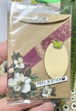 Handmade Scrapbook Junk Journal Pocket With Wooden Label / Flowers 377