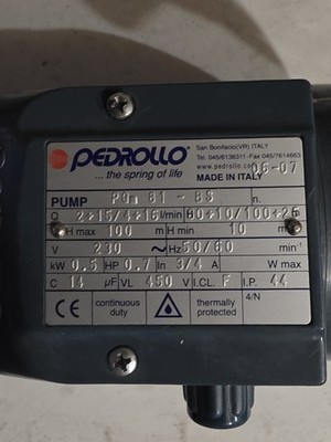 PEDROLLO PQM81-BS / PQM81BS - INDUSTRIAL HYDRAULIC PUMP, 285 GPH, 230 V 