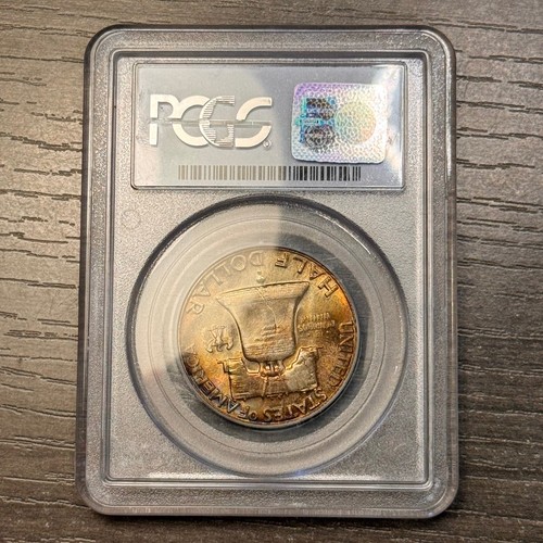 MS65FBL 1952 50C Franklin Silver Half Dollar, PCGS Old Holder - Rainbow Toned - Bild 7 von 8
