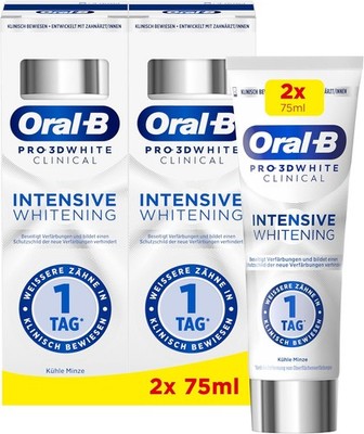 Oral-B Pro 3D White Clinical Intensive Whitening Zahnpasta - 2x75ml