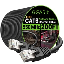 Cat6 Outdoor Ethernet Cable (200ft) 23AWG Pure Copper, FTP, LLDPE, Waterproof...