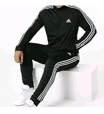 NEW Black Adidas Men's Essentials 3-Stripes Track Suit Jacket & Pants Size XL