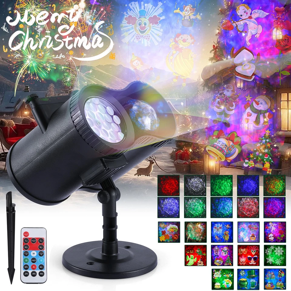 Luz Proyector LED Láser Navidad, 12 Patrones + Luces de Espectáculo de Onda 3D Paisaje Foto 3 de 4