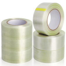 6 Rolls Filament Strapping Tape, 2'' X 60Yds X 5.5Mil Reinforced Fiberglass Tape