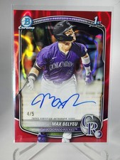MAX BELYEU RED LAVA 1ST 4/5 REFRACTOR AUTO 2025 BOWMAN DRAFT COLORADO ROCKIES 