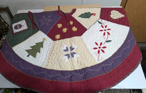 Pottery Barn Quilted Patchwork Christmas Tree Skirt Rustic Holiday Large