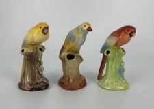 Lot of 3 Czech Art Pottery Birds of Paradise Flower Frogs 5 43 48