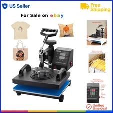 Heat Press 12x10in Digital Clamshell Transfer Machine for T-Shirts, Bags, Gar...