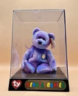 Vintage Cubby IV Beanie Baby In Plastic Case TY Purple Bear Retired 2001