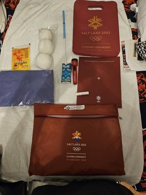 Salt Lake City  2002 Olympics Closing Ceremony bag w/ vintage & rare items